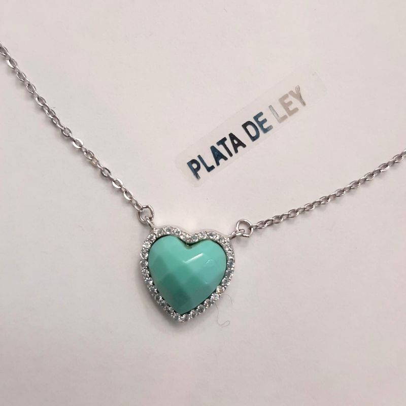 Colgante de plata de ley corazón de turquesa: Catálogo de Joyería Izquierdo