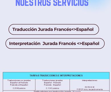 NUESTRAS TARIFAS:  SERVICIOS DE TRADUCCIÓN JURADA Y NO JURADA FRANCÉS-ESPAÑOL-FRANCÉS