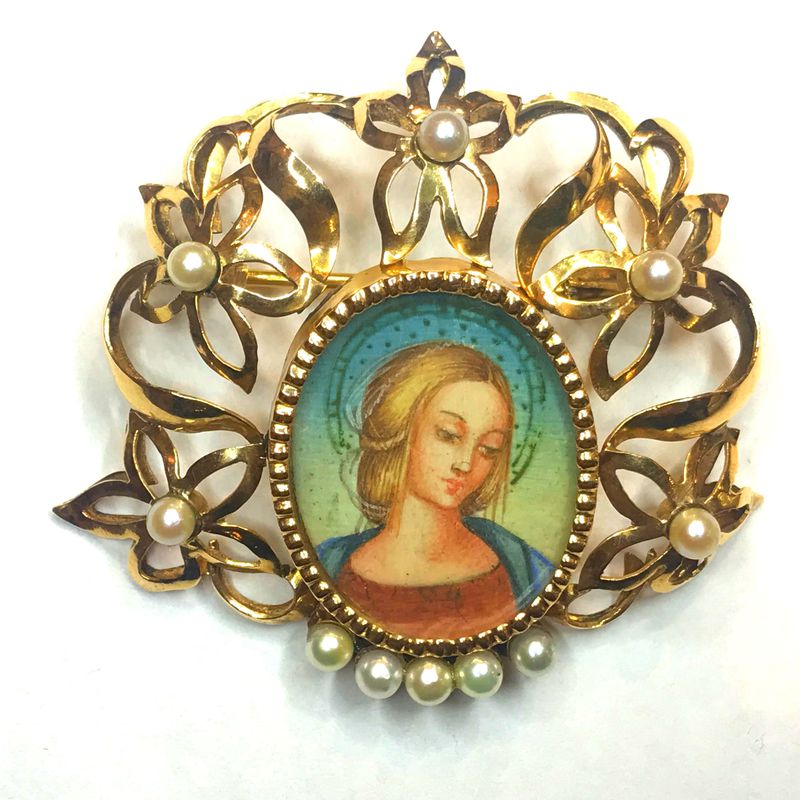 Broche Madonna sobre marfil.: Catálogo de Antigua Joyeros