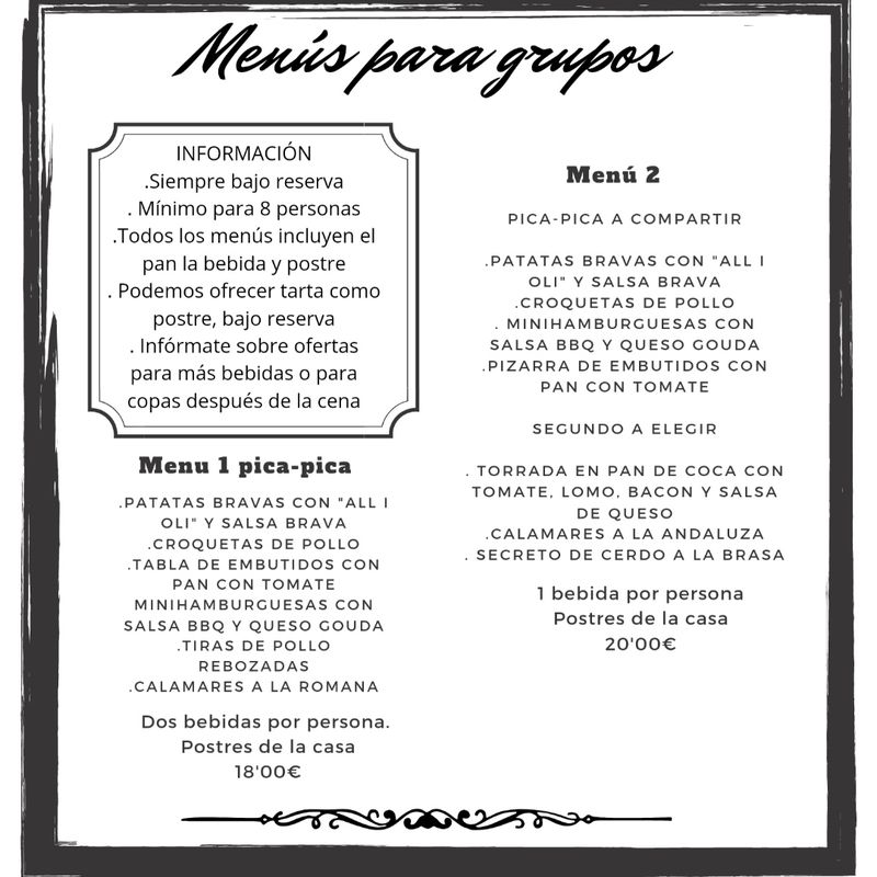Menús para grupos.: Carta y menús de Restaurant Moll Vell