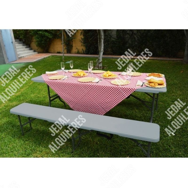 Pack mesa rectangular con 2 bancos plegables: Catálogo de Jedal Alquileres