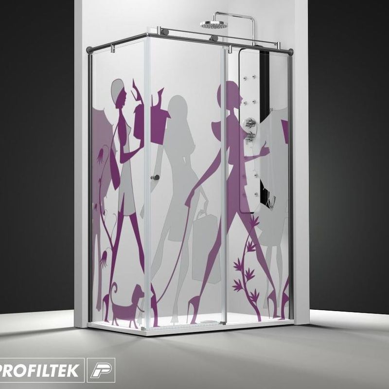 Mampara de baño Profiltek serie Steel modelo ST-201 Light decoración cosmopolita