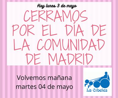 LUNES 03 DE MAYO - FESTIVIDAD DE LA COMUNIDAD DE MADRID