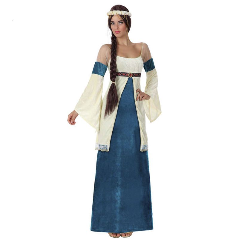 Disfraz dama medieval azul mujer