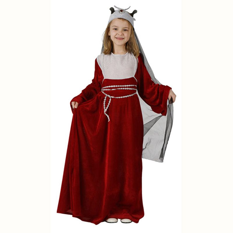 Disfraz reina medieval roja infantil