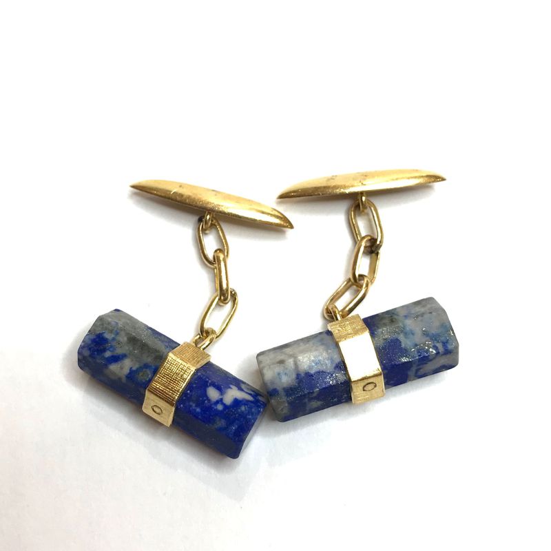 Gemelos de lapis lázuli y oro 18kt.: Catálogo de Antigua Joyeros